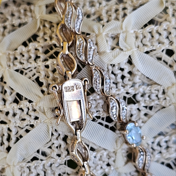 925 sterling with aquamarine semi precious stones - Picture 4 of 6